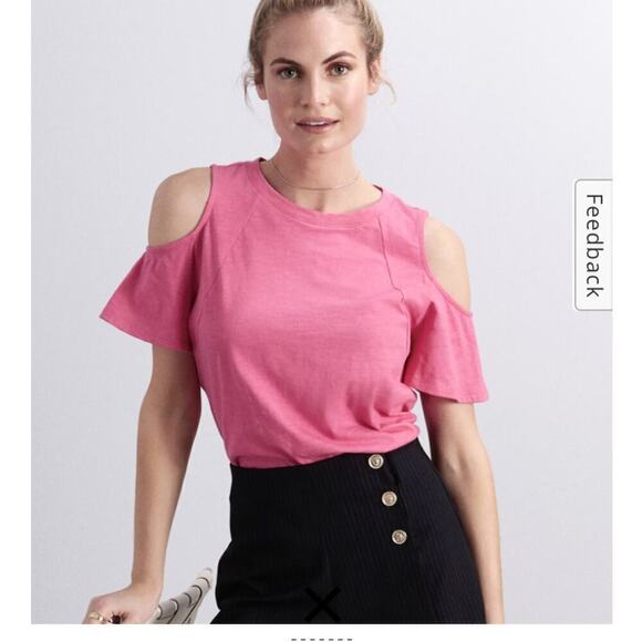 NWT Vince camuto cold shoulder tshirt pink S - Picture 2 of 6